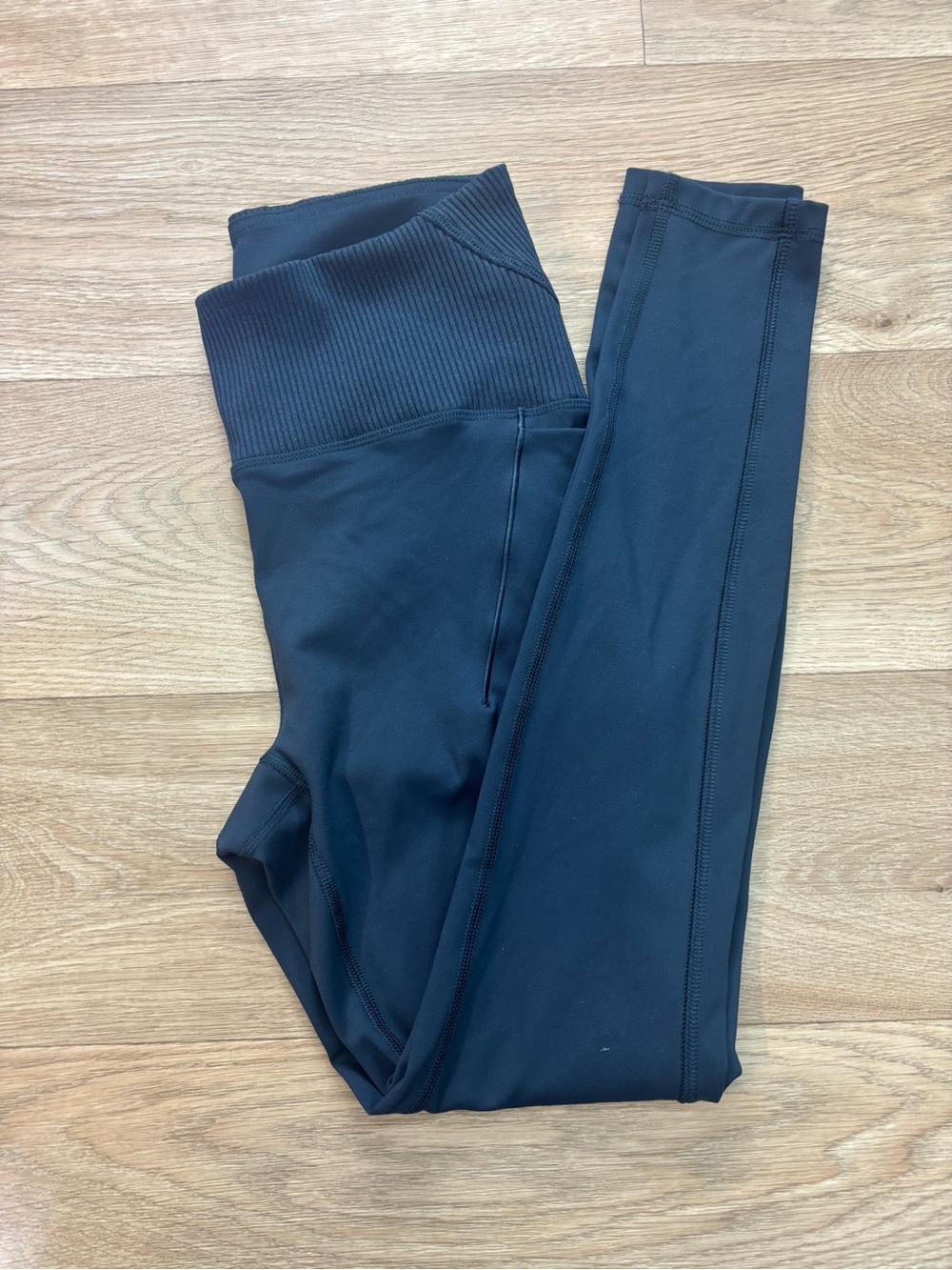 Avalanche Women's Blue High-Waist Ribbed-Waist Leggings